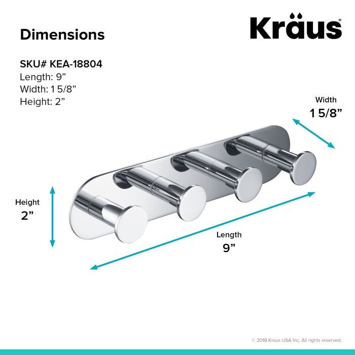 Buy Bathroom Robe and Towel Hook Rack in Chrome Kraus USA