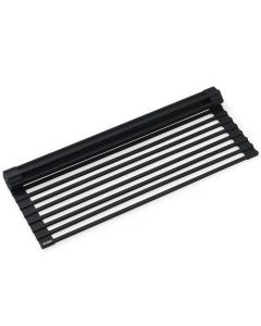 Workstation Multipurpose Over Sink Roll-Up Dish Drying Rack in Matte Black