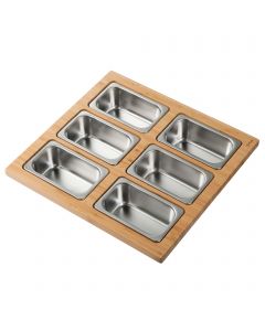 Workstation Kitchen Sink Serving Board Set with Rectangular Stainless Steel Bowls