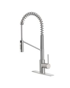 Commercial Style Pull-Down Single Handle Kitchen Faucet with QuickDock Top Mount Installation Assembly in Spot Free Stainless Steel