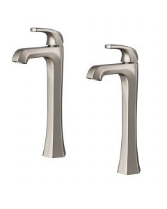 Single Handle Vessel Bathroom Faucet with Pop-Up Drain in Spot Free Stainless Steel (2-Pack)