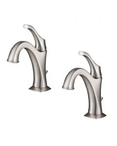 Spot-Free all-Brite Brushed Nickel Single Handle Basin Bathroom Faucet with Lift Rod Drain and Deck Plate (2-Pack)