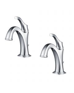 Single Handle Basin Bathroom Faucet with Lift Rod Drain and Deck Plate in Chrome (2-Pack)