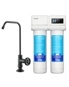 2-Stage Under-Sink Filtration System with Single Handle Drinking Water Filter Faucet in Matte Black