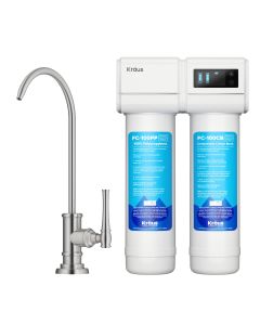 2-Stage Under-Sink Filtration System with Single Handle Drinking Water Filter Faucet in Spot-Free Stainless Steel