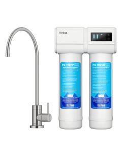 2-Stage Under-Sink Filtration System with Single Handle Drinking Water Filter Faucet in Spot-Free Stainless Steel