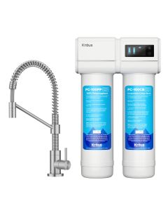 2-Stage Under-Sink Filtration System with Bolden™ Single Handle Drinking Water Filter Faucet in Spot-Free Stainless Steel