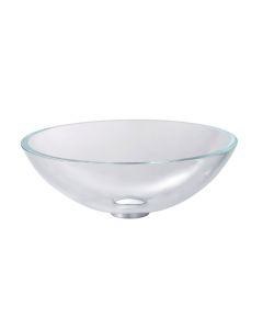 Crystal Clear Glass Vessel 16 1/2" Bathroom Sink w/ Pop-Up Drain in Satin Nickel