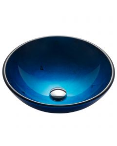 Irruption Blue Glass Vessel 16 1/2" Bathroom Sink