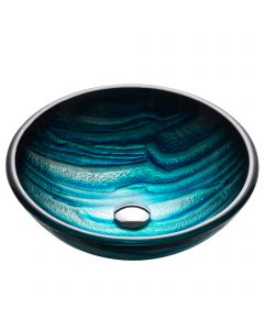 Blue Glass Vessel 17" Bathroom Sink