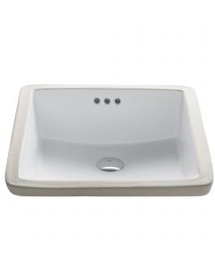 17" Square Porcelain Ceramic Undermount Bathroom Sink in White with Overflow Drain