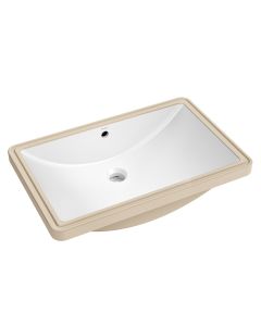 23" Rectangular Porcelain Ceramic Undermount Bathroom Sink in White with Overflow Drain