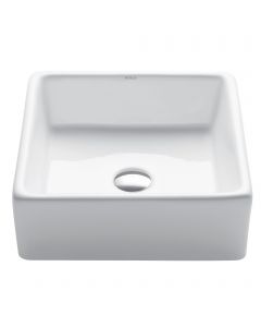 15" Square Vessel Ceramic Bathroom Sink in White