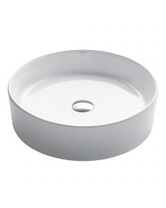 18" Round Vessel Ceramic Bathroom Sink in White