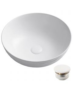 16 1/2" Round Vessel Ceramic Bathroom Sink in White with Pop-Up Drain