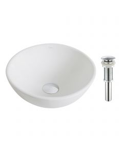 14" Ceramic Bathroom Sink in White with Pop-Up Drain in Chrome