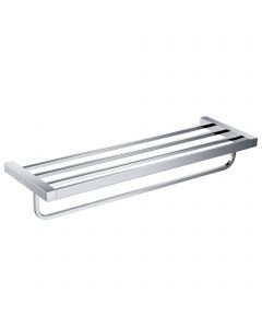 Bathroom Shelf with Towel Bar in Chrome