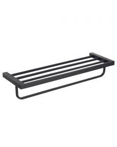 Bathroom Shelf with Towel Bar in Matte Black