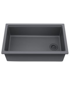 33” Fireclay Workstation Drop-In / Undermount Single Bowl Kitchen Sink in Matte Grey 