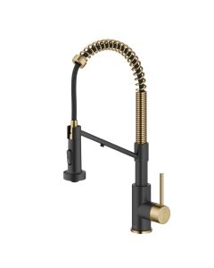 2-in-1 Commercial Style Pull-Down Single Handle Water Filter Kitchen Faucet for Reverse Osmosis or Water Filtration System in Brushed Brass/Matte Black