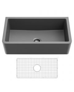 33" Farmhouse Reversible Apron Front Fireclay Single Bowl Kitchen Sink in Matte Grey