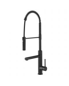 Commercial Style Pull-Down Single Handle Kitchen Faucet with Pot Filler in Matte Black 