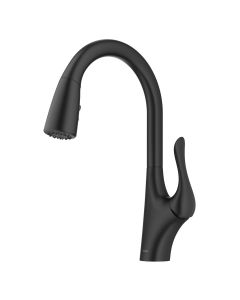 Transitional Pull-Down Single Handle Kitchen Faucet in Matte Black 