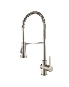 KRAUS Britt™ Single Handle Commercial Kitchen Faucet with Dual Function Sprayhead in all-Brite™ Spot Free Stainless Steel Finish
