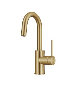 Single Handle Kitchen Bar Faucet with QuickDoc Top Mount Assembly in Brushed Brass 