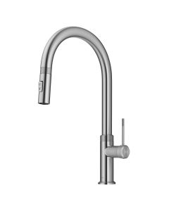 Modern Industrial Pull-Down Single Handle Kitchen Faucet in Spot Free Stainless Steel 