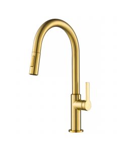 Single Handle Pull-Down Kitchen Faucet in Brushed Brass