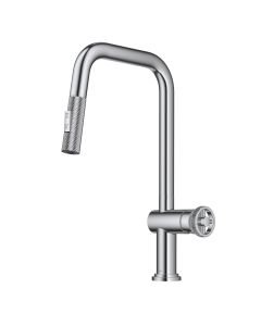 Industrial Pull-Down Single Handle Kitchen Faucet in Chrome