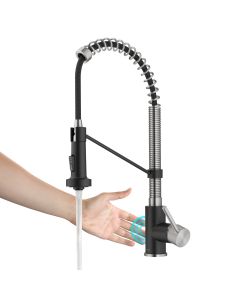 Touchless Sensor Commercial Style Pull-Down Single Handle Kitchen Faucet in Spot-Free Stainless Steel/Matte Black