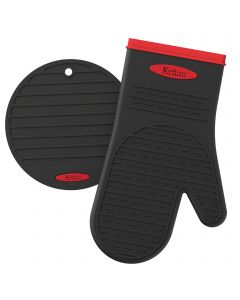 Heat-Resistant 100% Food-Safe Silicone Non-Slip Oven Mitt and Trivet