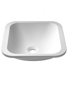 Square Undermount 14.6" x 14.6" Solid Surface Bathroom Sink in Matte White