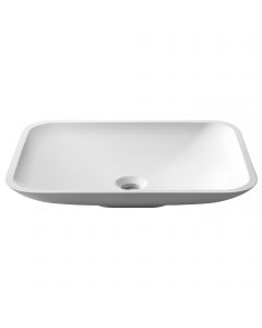 Rectangular Vessel 19.6" x 15.7" Solid Surface Bathroom Sink in Matte White