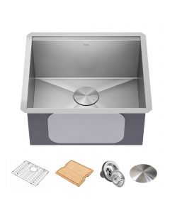 21" Undermount Workstation 16 Gauge Stainless Steel Single Bowl Kitchen Sink with Accessories