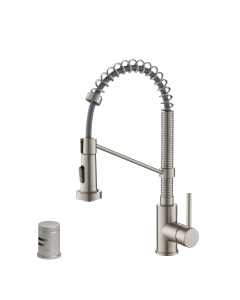 Commercial Style Pull-Down Single Handle 18" Kitchen Faucet in Spot Free Stainless Steel with Air Gap 