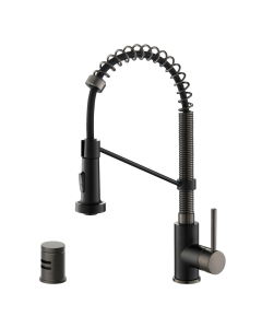 Commercial Style Pull-Down Single Handle 18" Kitchen Faucet in Matte Black/Black Stainless with Air Gap 