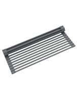 Workstation Multipurpose Over Sink Roll-Up Dish Drying Rack in Dark Grey