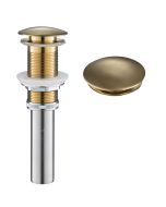 Pop-Up Drain for Bathroom Sink without Overflow in Brushed Gold