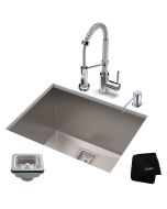 24" Undermount Utility Sink w/ Bolden Commercial Pull-Down Faucet and Soap Dispenser in Chrome