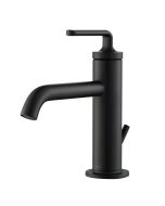 Single Handle Basin Bathroom Faucet with Lift Rod Drain in Matte Black