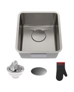 Kraus Dex™ 17” Undermount 16 Gauge Stainless Steel Single Bowl Kitchen Bar Sink with accessories
