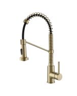 Commercial Style 2-Function Single Handle Pull Down Kitchen Faucet in Brushed Gold