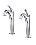 Single Handle Vessel Bathroom Faucet with Pop-Up Drain in Chrome (2-Pack)