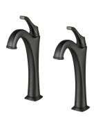 Single Handle Vessel Bathroom Faucet with Pop-Up Drain in Matte Black (2-Pack)