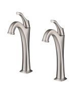 Single Handle Vessel Bathroom Faucet with Pop-Up Drain in Spot Free Stainless Steel (2-Pack)