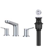 Indy 2-Handle 8-inch Widespread Bathroom Faucet in Chrome with Pop-Up Drain.
