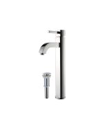 Single Handle Vessel Bathroom Faucet with Pop-Up Drain in Chrome
